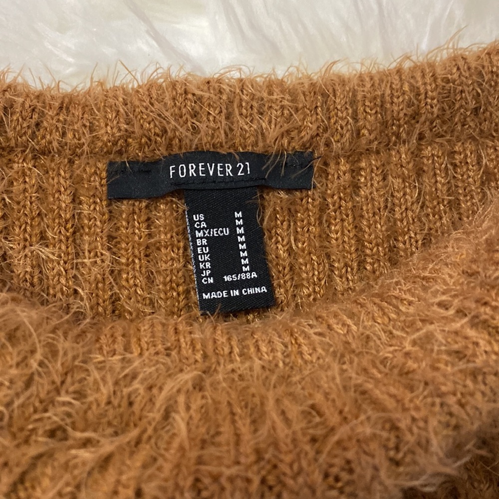 Forever 21 off the shoulders womens brown sweater size medium - Picture 2 of 3